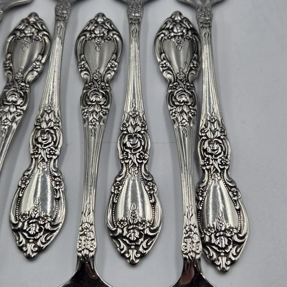Vtg OCO Stainless Oneida USA Wordsworth Brahms Flatware Rose Daisy 7 Salad Forks